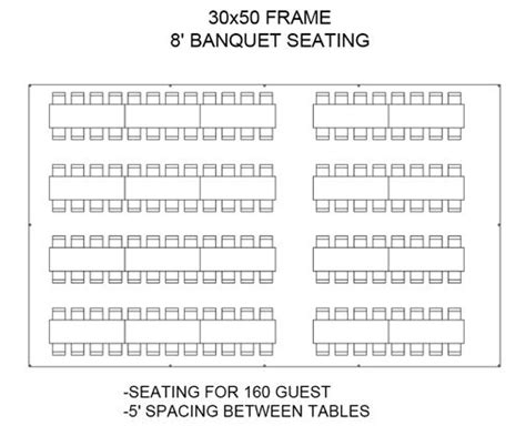 30x50 8 Banquet Seating Wedding Tent Layout Party Layout Tent
