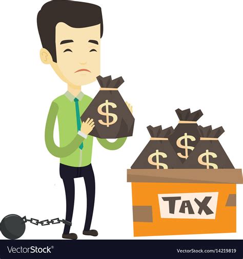 Chained Taxpayer With Bags Full Taxes Royalty Free Vector