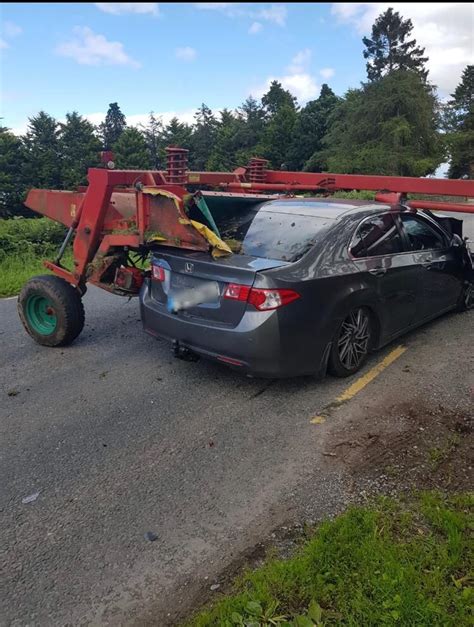 Shocking Moment Car Collides Into Tractor On Rural Co Offaly Road As