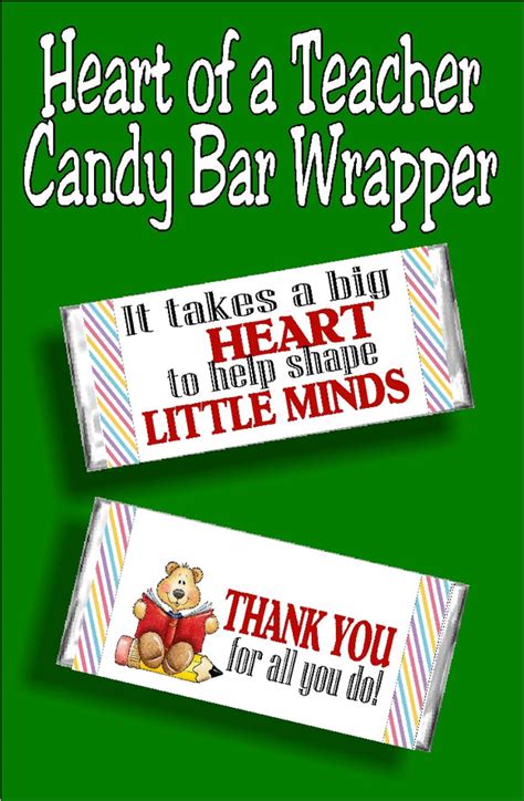 Heart Of Teacher Candy Bar Wrapper Printable Diy Party Mom