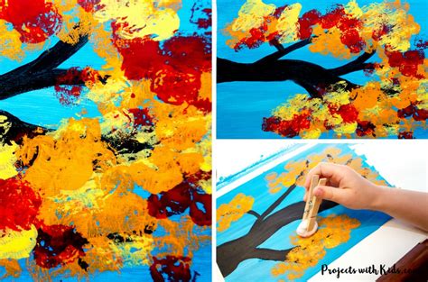 Simple And Fun Fall Activity Autumn Tree Painting With Cotton Balls