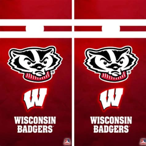 Wisconsin Badgers Cornhole Vinyl Wraps And Cornhole Boards 2 Pack Fh