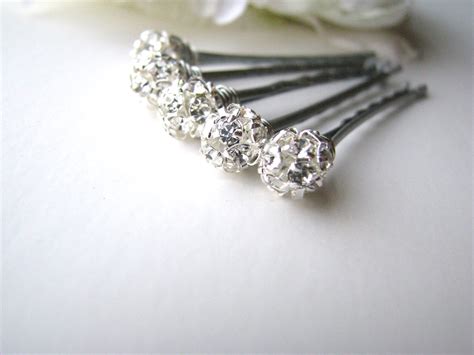 Crystal Silver Rhinestone Hair Pins 8mm Wedding Hairpins Etsy