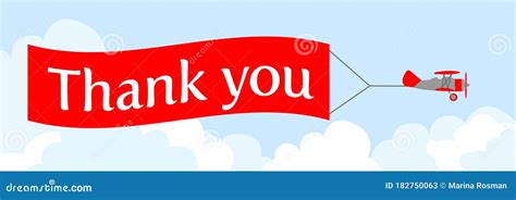 Illustration Animation Of Flying Biplane With Banner Thank You Card