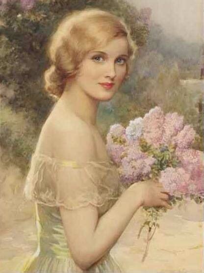 Woman Holding Flowers Art Victorian Paintings Romantic Art Portrait