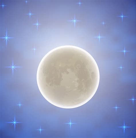 Realistic Full Moon Moon In Space Detailed Vector Illustration Stock