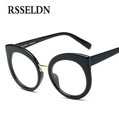 rsseldn newest fashion women eyeglasses frames brand designer cat eye glasses frame clear round