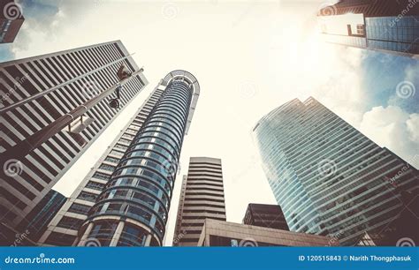 Modern Business Skyscrapers With High Buildings Architecture To The