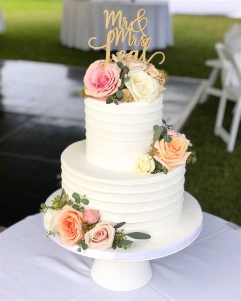 The design for this cake changed so many times. Texture Buttercream 2-tier | Wedding cake pearls, Wedding ...