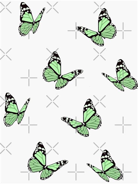 Pastel Green Butterflies Sticker For Sale By Maiaswamy Redbubble