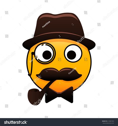 Gentleman Emoticon Vector Smiley Mustache Hat Stock Vector Royalty