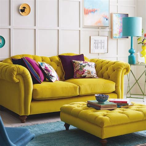 yellow sofa  shining bright   homes  summer  yellow