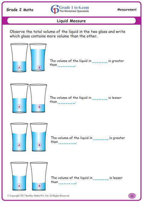 Measure Liquid Volume Worksheets
