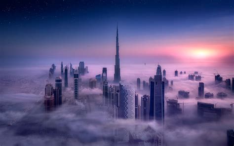 обои Городской пейзаж Бурдж Халифа Дубаи город Туман небоскреб