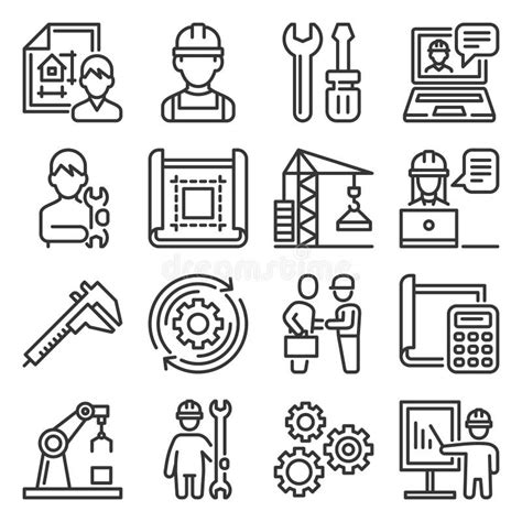 Engineering And Manufacturing Icons Stock Vector Illustration Of