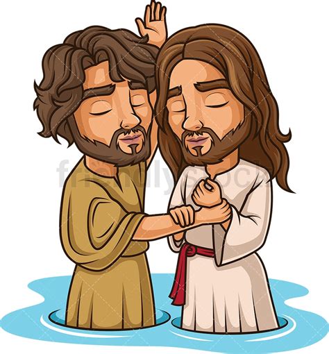 Jesus Getting Baptized Cartoon Clipart Vector Friendlystock