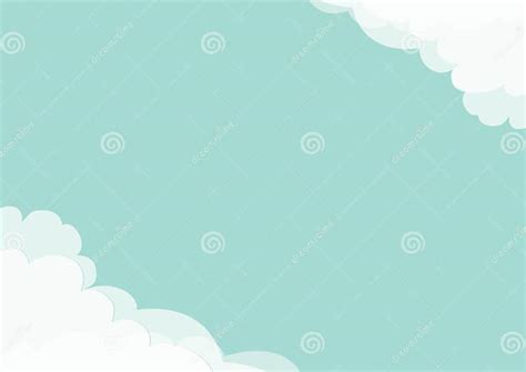 White Cloud In Corners Frame Template Blue Sky Fluffy Cloudshape