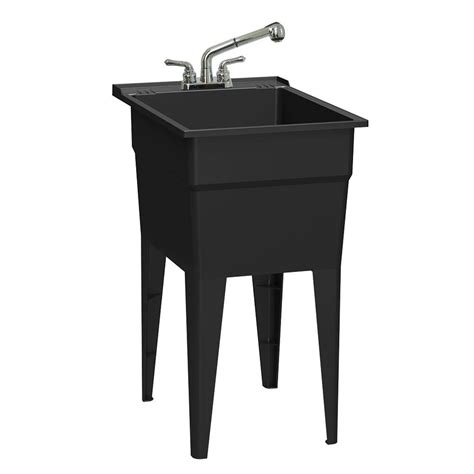 Rugged Tub 18 In X 24 In Recycled Polypropylene Black Laundry Sink
