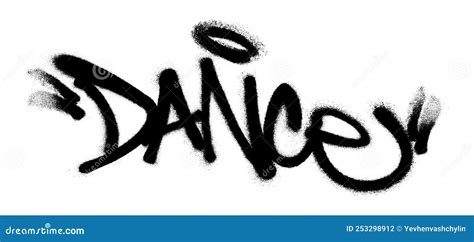 Sprayed Dance Font Graffiti With Overspray In Black Over White Vector