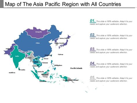 map of the asia pacific region with all countries presentation graphics presentation