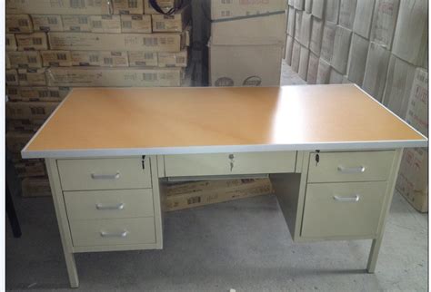 Soho finland office desk,steel frame laminated top w/ 15 drawer. Steel Office Desk/steel Computer Table With Double Metal ...