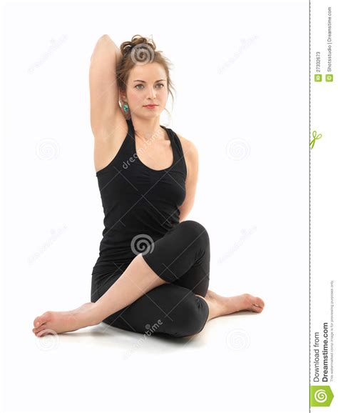 White Woman In Sitting Yoga Pose Stock Photos Image