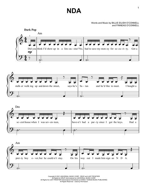 Billie Eilish Nda Sheet Music Notes Download Printable Pdf Score 498641