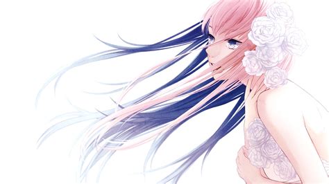 Blue Eyes Flowers Long Hair Megurine Luka Pink Hair Satochi310 Vocaloid