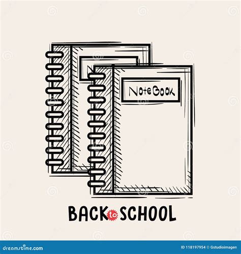 Notebooks Back To School Drawing Stock Vector Illustration Of Lessons