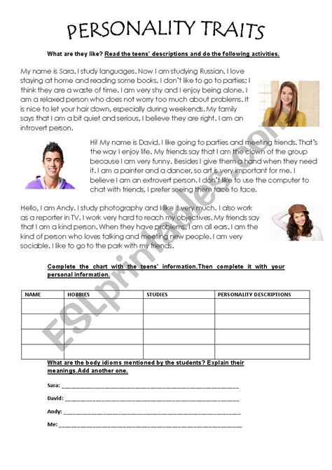Personality Traits Esl Worksheet By Anto11