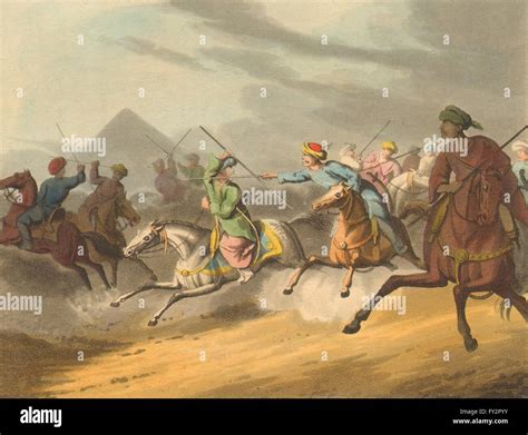 Egypt Mamalukes Mamluks Exercising Spears Sticks Javelins Horses