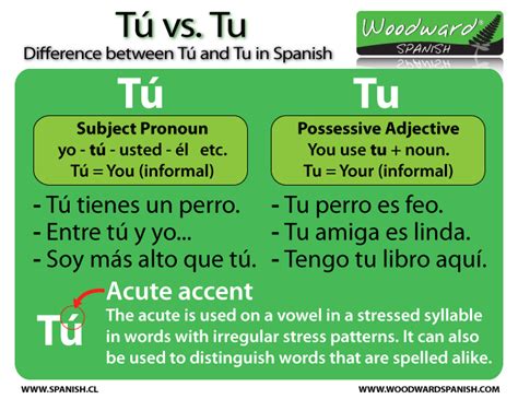 Difference Between Tú And Tu In Spanish Woodward Spanish