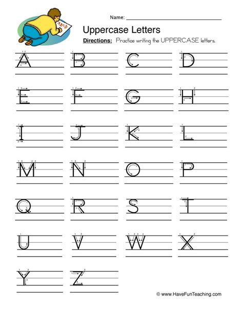 Uppercase Letters Writing Worksheet Have Fun Teaching