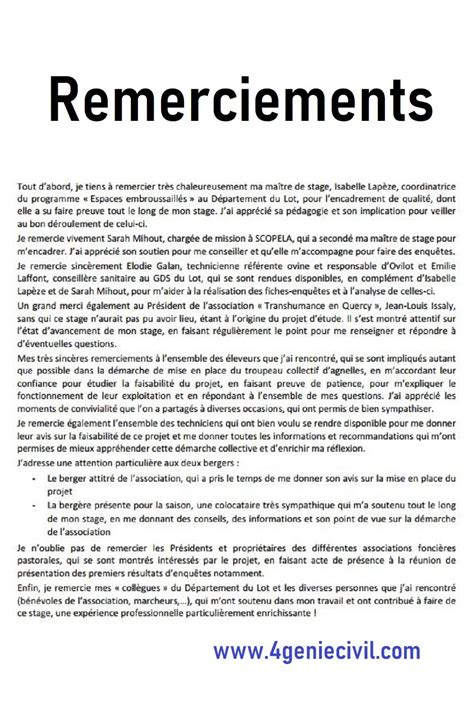 Rapport De Stage Remerciement Exemple à Télécharger Pdf Département Du