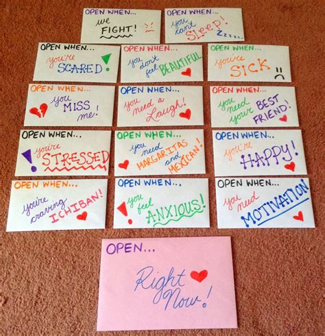 Best gift for best friend in low price. "Open when..." envelopes for your best friend. | Diy best ...
