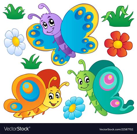 Cute Butterflies Collection 3 Royalty Free Vector Image Butterfly