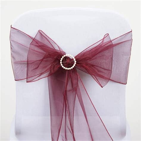 Our burgundy organza chair sashes exemplify modern sophistication and luxurious elegance. 5 PCS | Burgundy Sheer Organza Chair Sashes | Wedding ...