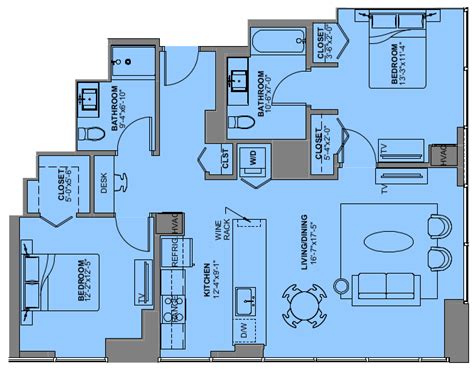 Start your free search for 2 bedroom apartments today. Floor Plan for a Two-Bedroom Apartment @ Experience73 in ...