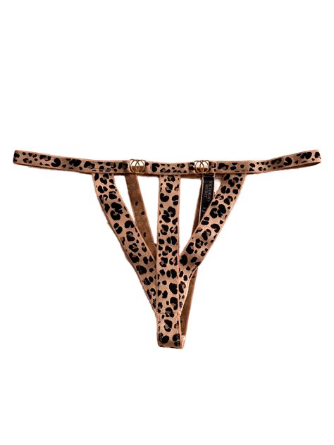 Victorias Secret Very Sexy Strappy Thong Panty Brown Leopard Medium Nwt