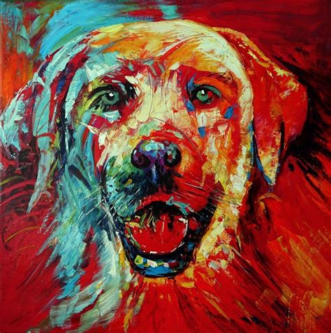 art moderne animal chien tableau peinture acrylique sur