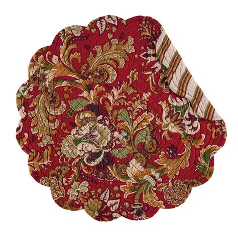 Jocelyn Red Round Quilted Placemat Pc Fallon