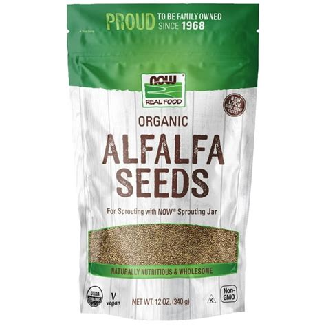 Now Foods Organic Alfalfa Seeds For Sprouting Certified Non Gmo 12