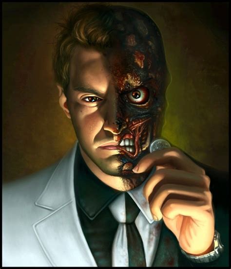 Two Face Comic Villains Two Faces Digital Painting Photoshop