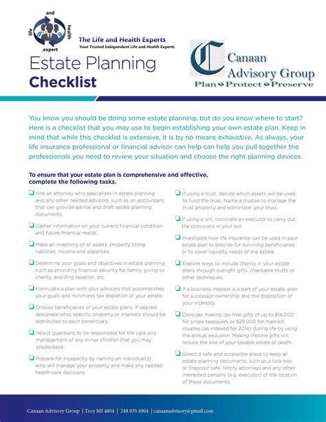 Estate Planning Checklist Estate Planning Checklist Estate Planning