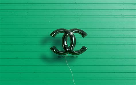 Download Wallpapers Chanel 3d Logo 4k Dark Green Realistic Balloons
