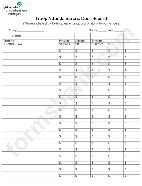 girl scout attendance sheet form fill out and sign pr