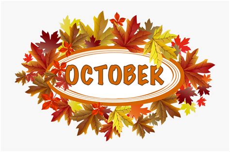 Picture Of The Word October Surrounded By Leaves October Clipart Hd