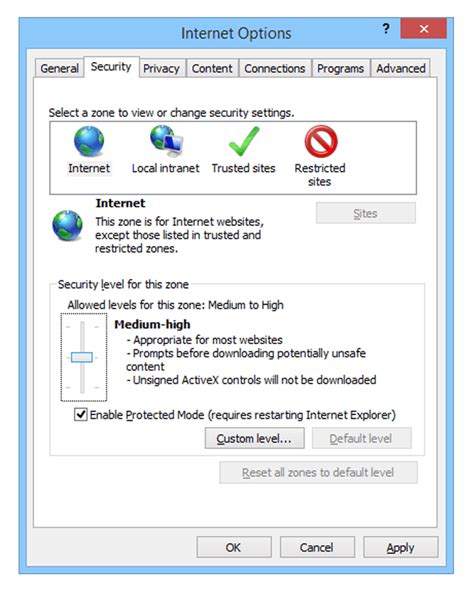 How To Reset Ie Security Settings To Default Levels