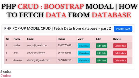 PHP CRUD 2 Bootstrap Pop Up Modal How To Fetch Data From Database