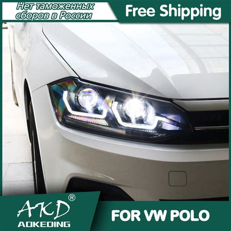 For Car Vw Polo Headlights 2018 2020 Drl Day Running Light Led Bi Xenon